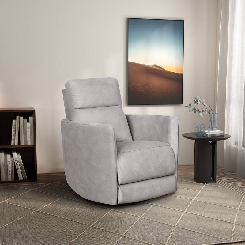 Ainsley Modern Microsuede Fabric Power Recline Swivel Glider Recliner