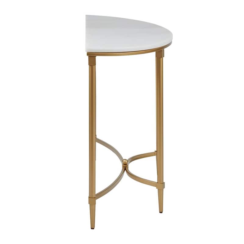 Roomfitters 42.5" Marble Console Table, Narrow Entryway Accent Table with Gold Metal Frame for Living Room or Office, White Gold