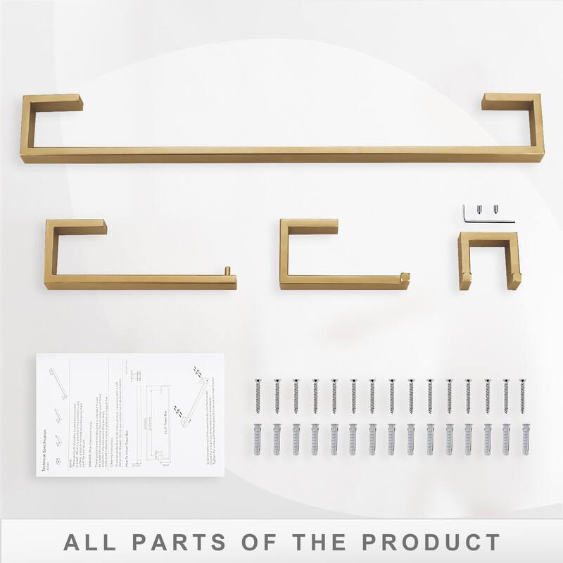 WOWOW Modern Style 4-Piece Bathroom Hardware Set with Installation Accessories