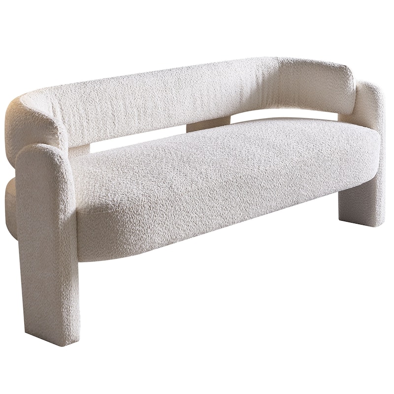 Stylish Boucle Sofa with High-Density Foam & Easy Assembly - 700 lbs Capacity