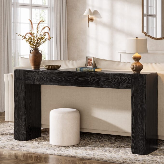 Solid Wood Console Table, 63-inch Farmhouse Entryway Table