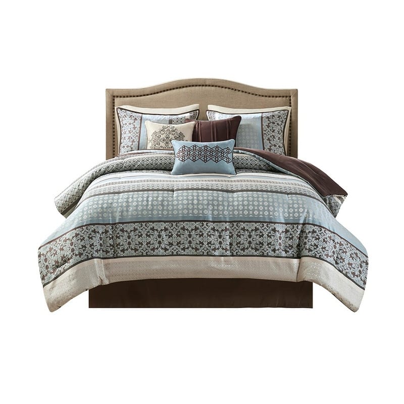 7-Piece Jacquard Comforter Set - Elegant Traditional Bedding Ensemble