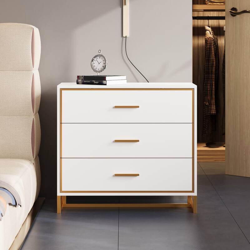 Luxurious Black and Gold Storage Cabinet Nightstand: Modern Design, Ample Storage & Practical Features