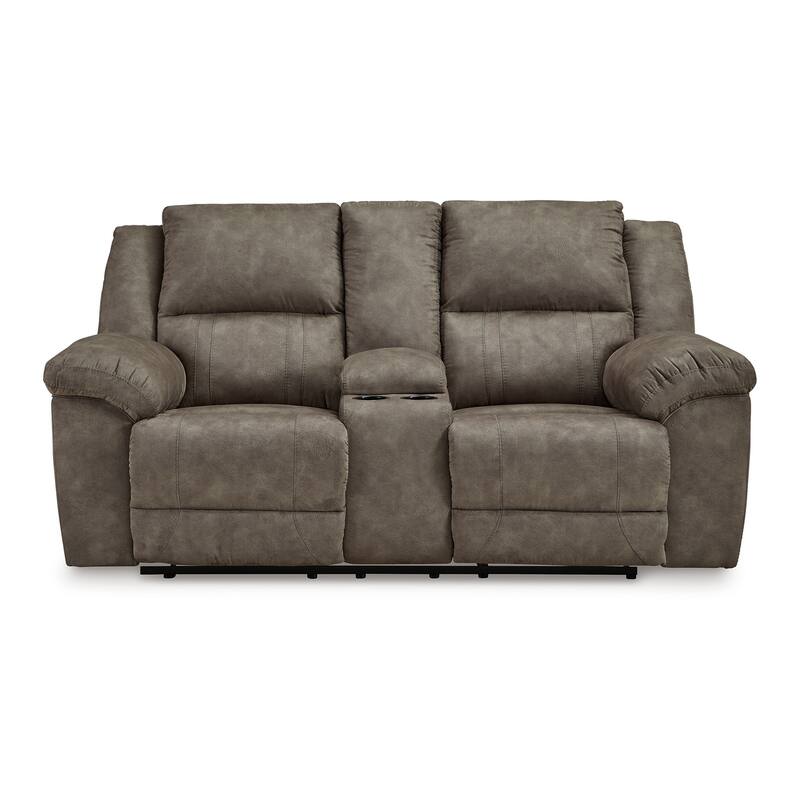 Larson Manual Double Recliner Oversize Loveseat, Brown Faux Leather