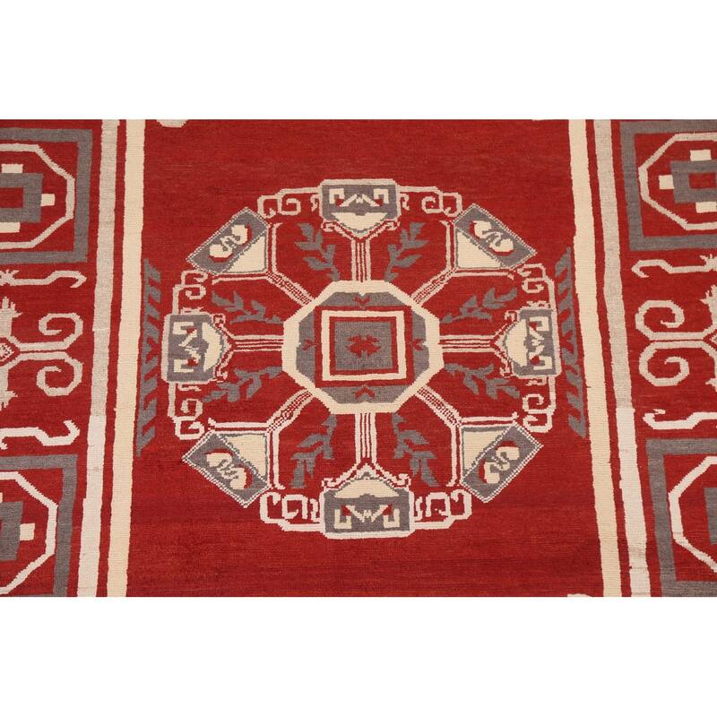 Geometric Oriental Gabbeh Kashkoli Area Rug Hand-knotted Wool Carpet - 5'4" x 7'8"