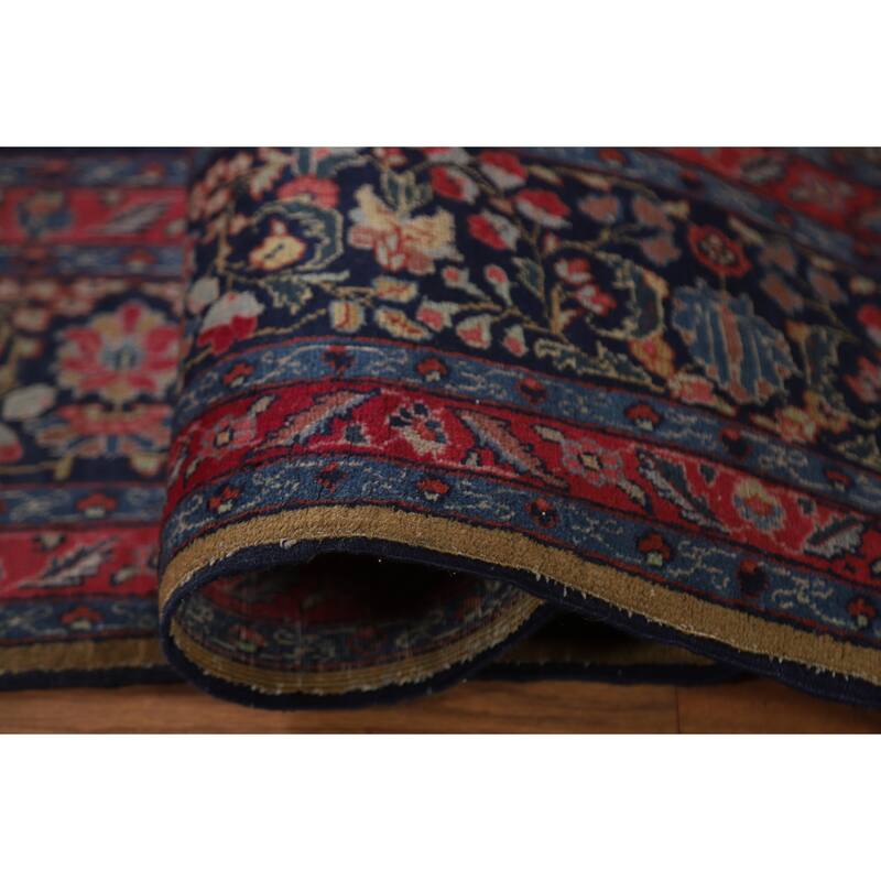 Pre-1900 Antique Blue Tabriz Persian Area Rug Hand-Knotted Wool Carpet - 7'5"x 11'0"