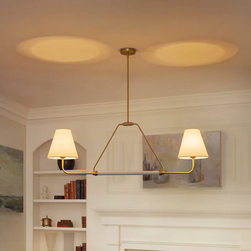 2-Light Linear Chandelier with Fabric Shade