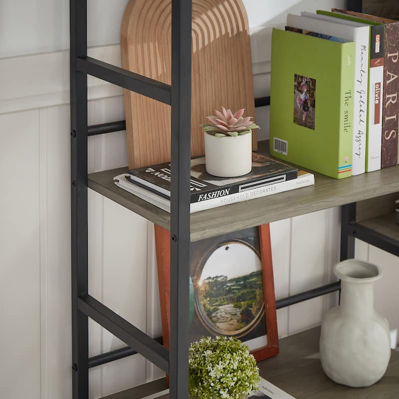 5 Tier Open Bookshelf Rectangle Display with Adjustable Feet
