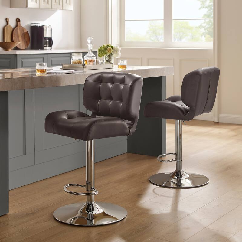 Reilly Adjustable Faux Leather Barstool