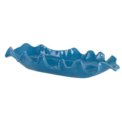 Uttermost Ruffled Feathers Blue Bowl - 24"W x 4"H x 9.84"D