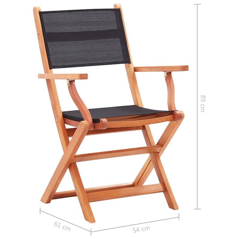 vidaXL Patio Folding Chairs Camping Chair Solid Wood Eucalyptus and Textilene