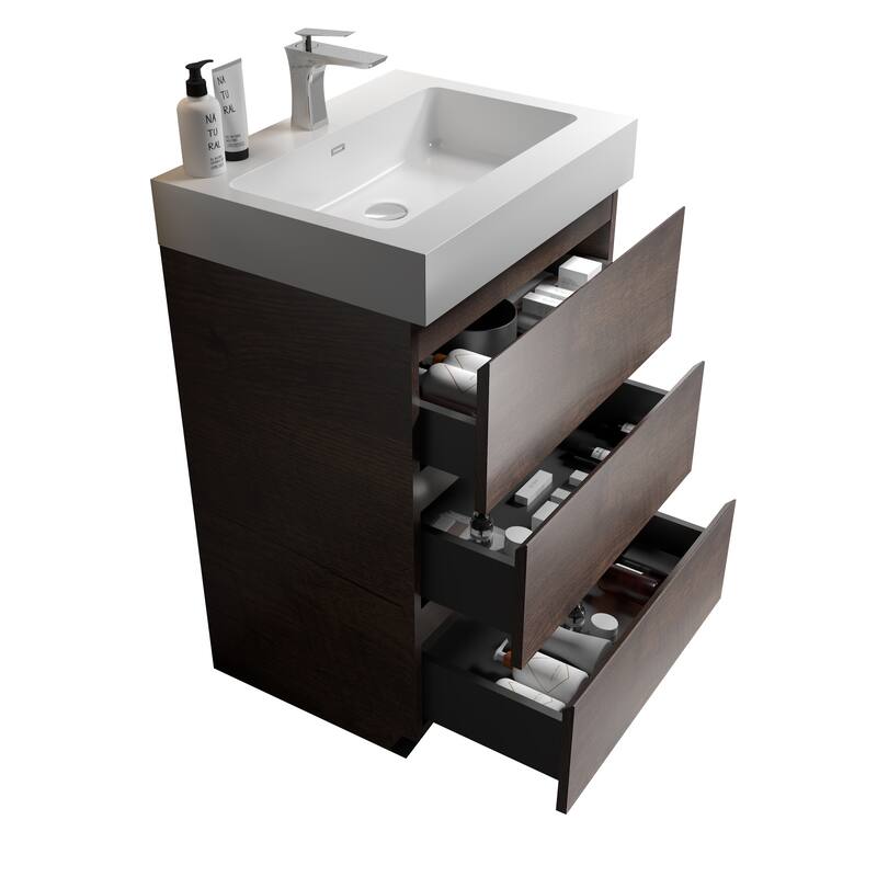 Contemporary 36" Alice Freestanding Bathroom Vanity with Ergonomic Handle-Free Design, Eco-Friendly Construction