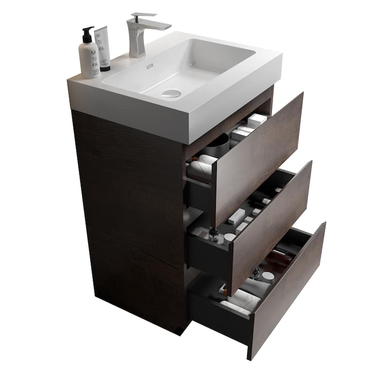 Modern Freestanding Bathroom Vanity with Sink Basin without Drain and Faucet