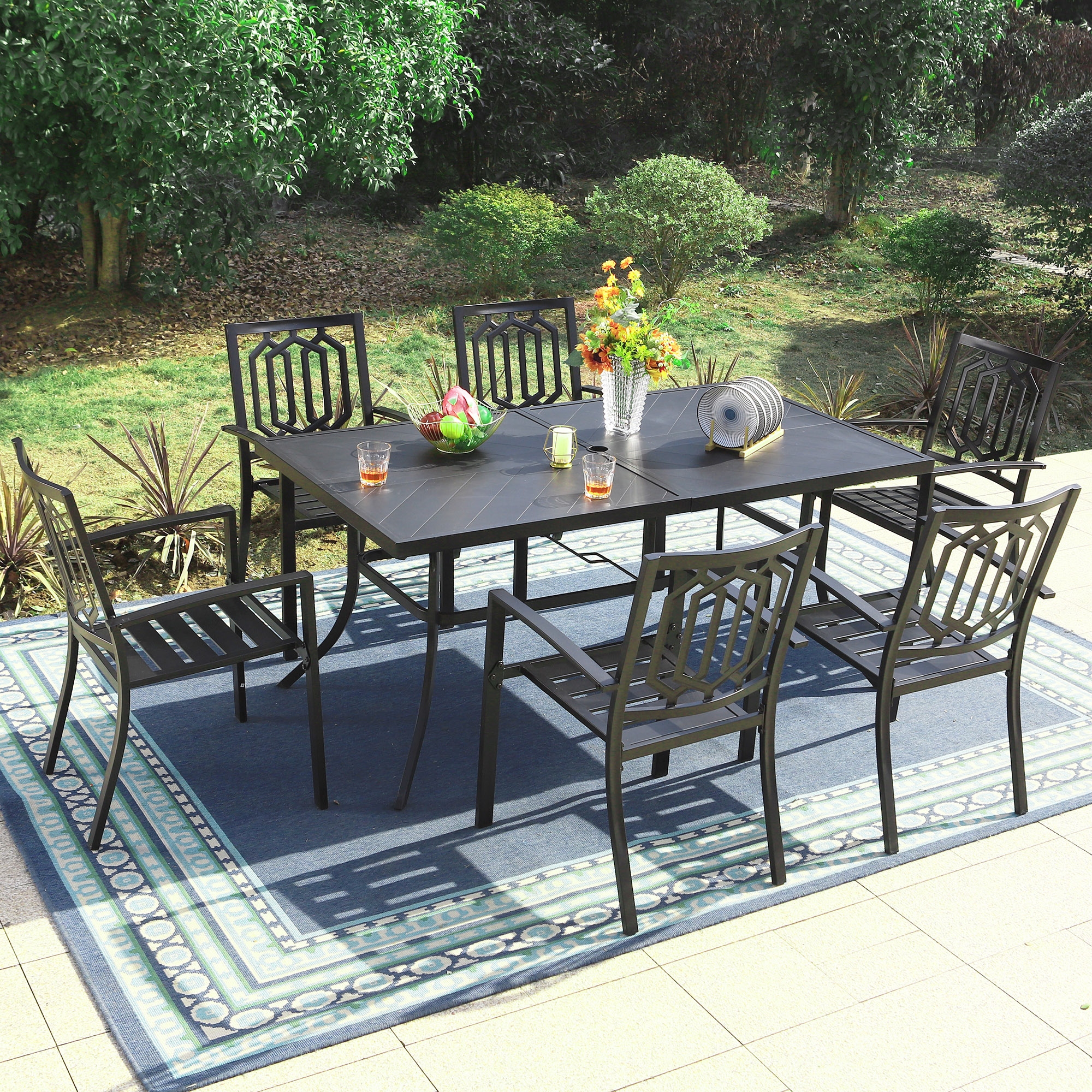 Iron patio sales set with umbrella