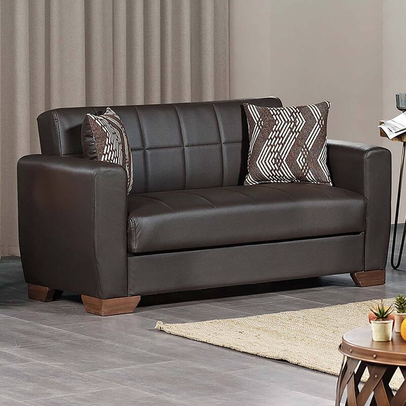 Collection Upholstered Convertible Loveseat With Storage