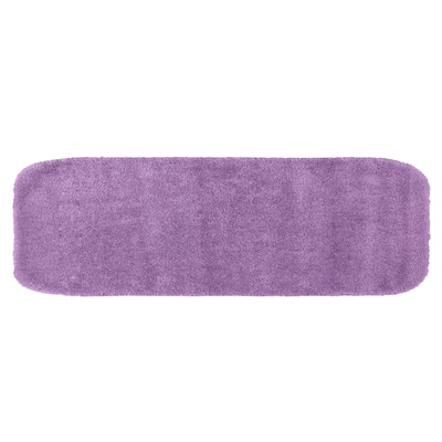 Traditional Purple Plush Washable Nylon Bathroom Rug Runner