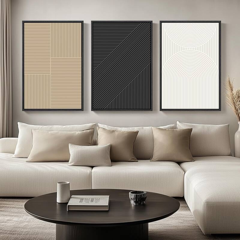 Modern Neutral Minimalist Canvas Paintings Wall Decor - 24 x 36