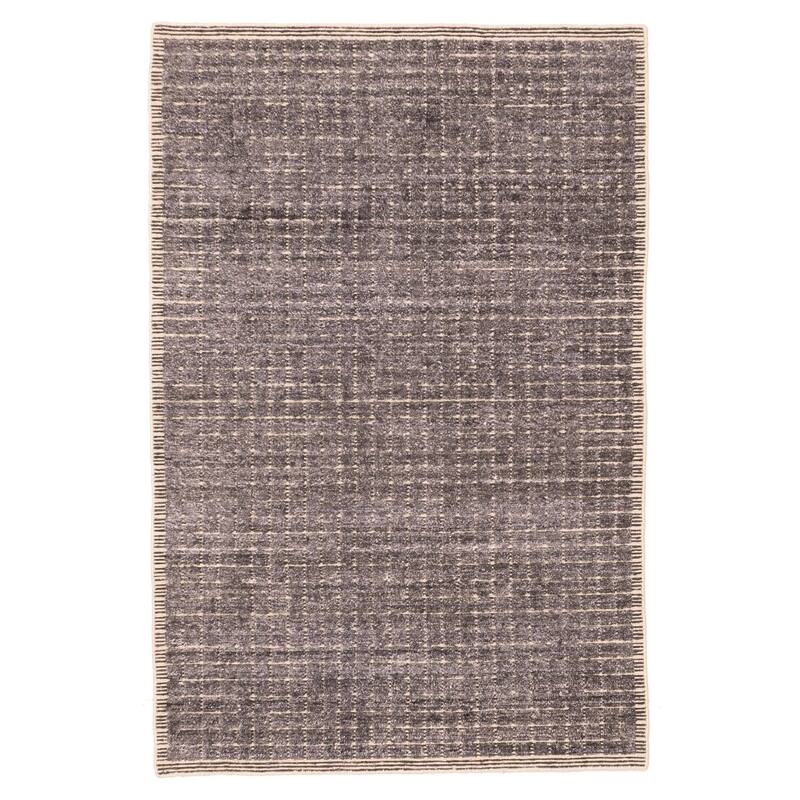 ECARPETGALLERY Hand Loomed Ananda Dark Grey Silk Rug - 3'11 x 6'0