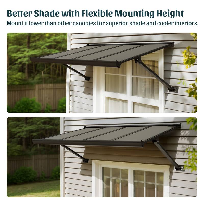 Canopia Augustine 3 ft. Black/Gray Door and Window Awning