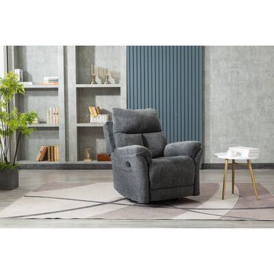 Dark Gray Chenille Glides Swivel Rocker Recliner Chair, Adjustable