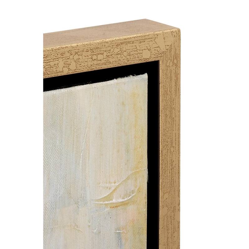 Canvas Abstract Living Room Framed Wall Art with Gold Frame - Gold - Roche River Decor