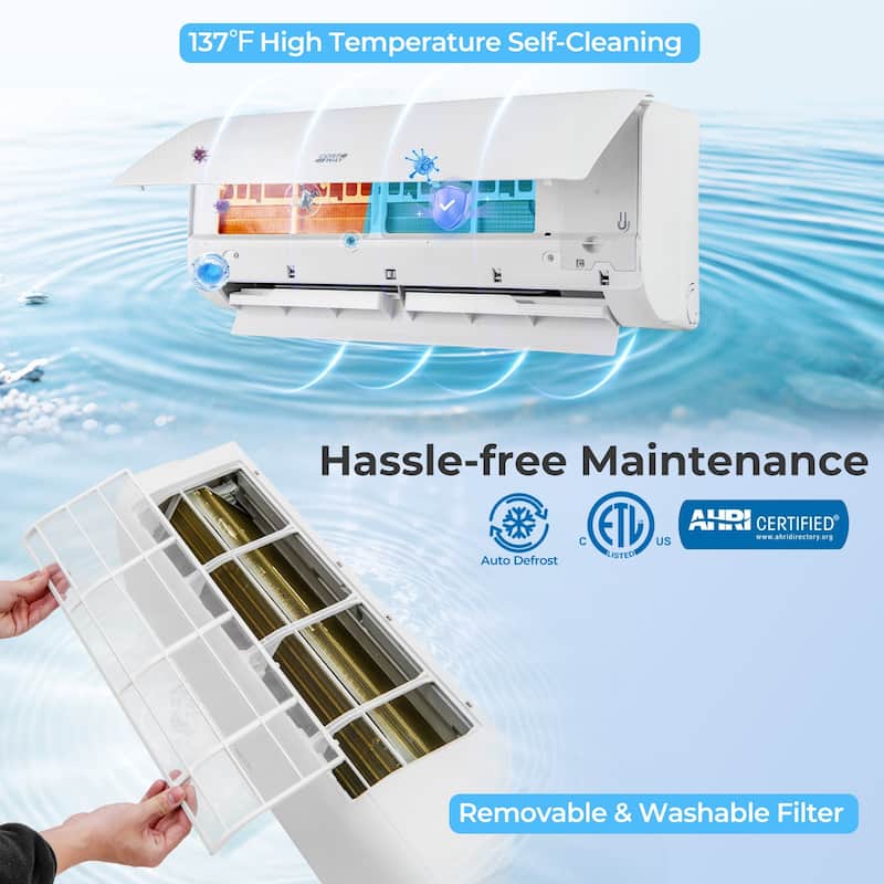 Costway 12000BTU Wifi Enabled Mini Split AC 22 SEER2115V Inverter Air - See Details