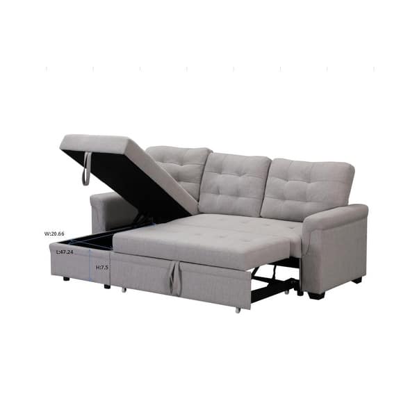 Fullsize Sofa Bed Sectional Sofa Polyester Reversible Chaise with Pull