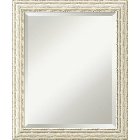 Beveled Wood Wall Mirror - Cape Cod White Wash Frame