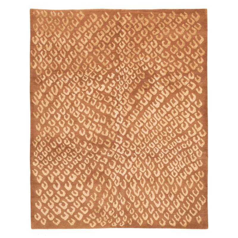 ECARPETGALLERY Hand-knotted Opulence Brown Silk, Wool Rug - 8'1 x 9'10