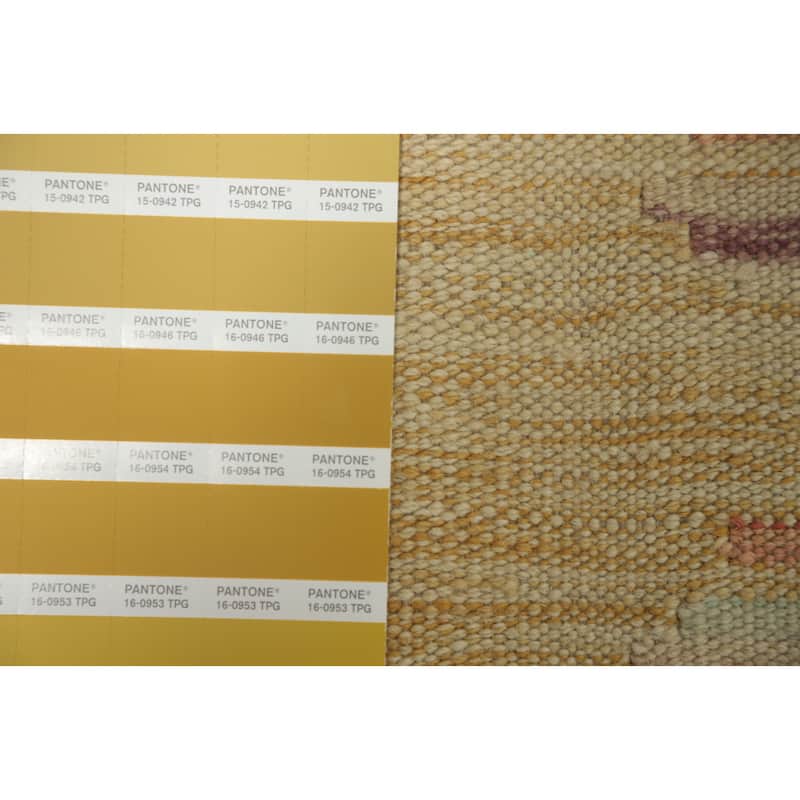 Hand Woven Southwestern Wool Yellow Geometric Area Rug - 8' 4'' X 4' 11''
