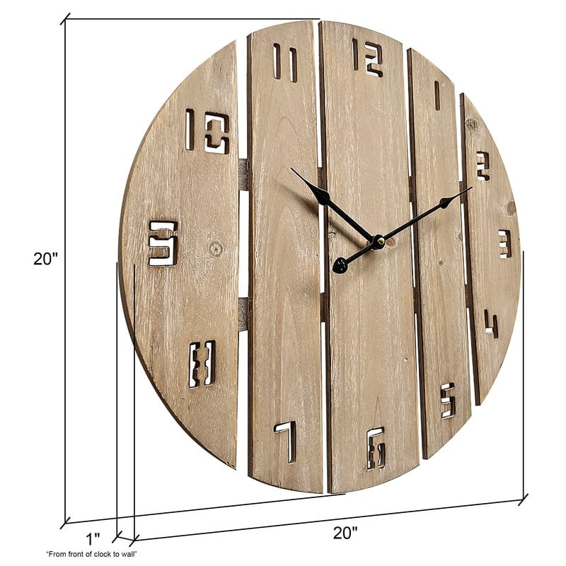 Sage Timber Natural Tone Round Wood Wall Clock - 20"H x 20"W x 1"D