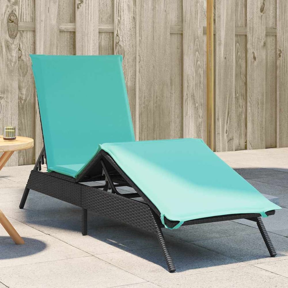 vidaXL Sun Lounger with Cushion Chaise Lounge Poly Rattan Brown/Gray/Black - 9.1 x 31.0 x 13.2