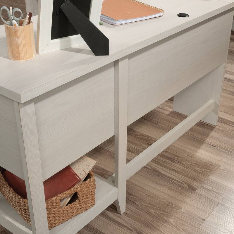 Engineered Wood Transitional L-Shaped Desk with File Drawer, White