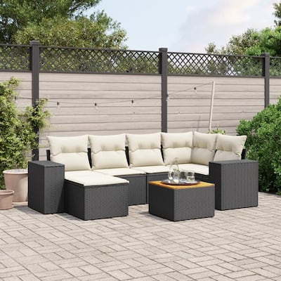 vidaXL Garden Sofa Set Black, Cream White - 24.4 x 32.7 x 27.2 in