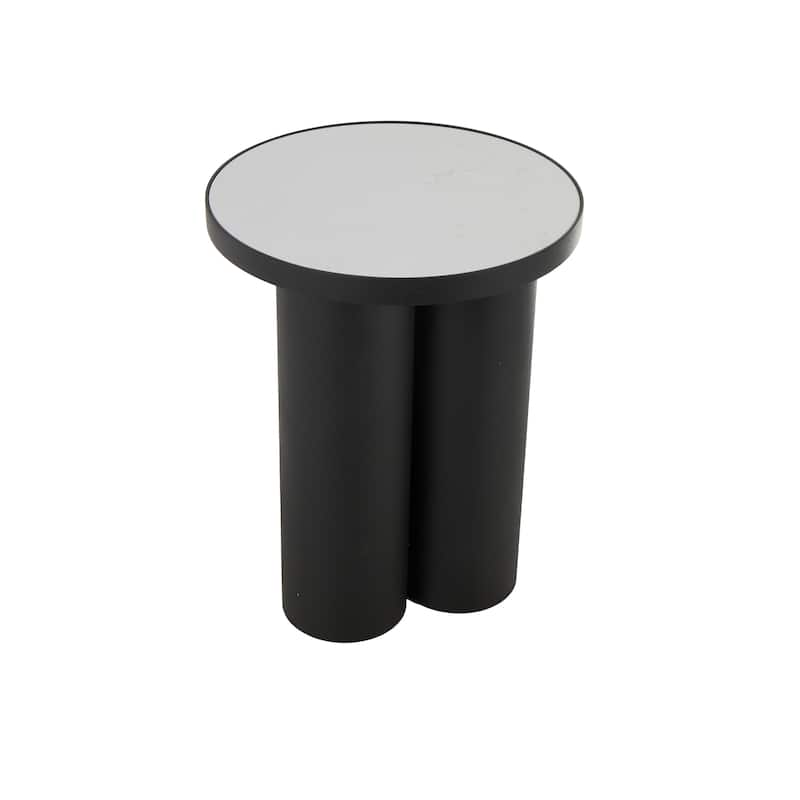 Metal Accent Table with White Marble Tabletop - Black - Roche River Decor - 16"W x 16"L x 20"H
