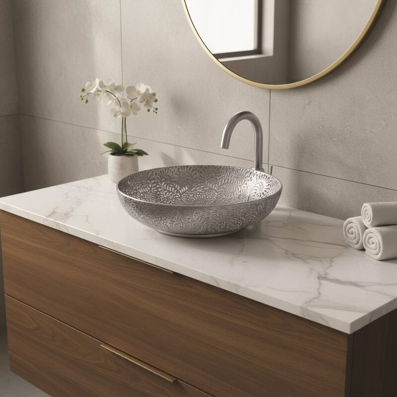 Fine Fixtures Luxury Modern Vessel Bathroom Sink - Silver - 20" x 15"