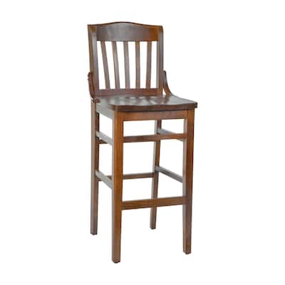 School House Back Wood Restaurant Dining Barstool - 18.5"W x 18.75"D x 44"H