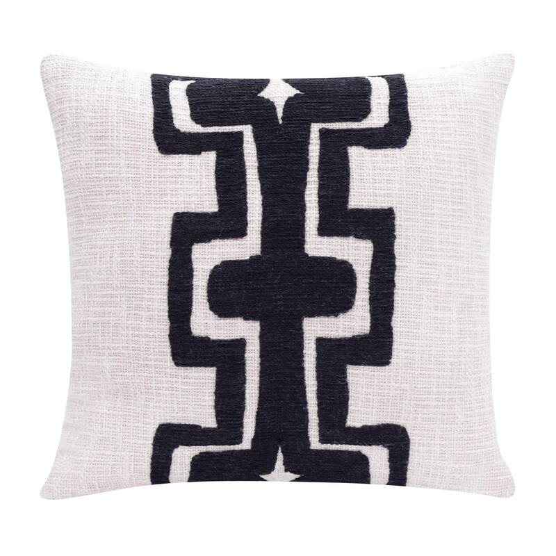 Handmade Geometric Square Throw Pillow - 24" - Black and White