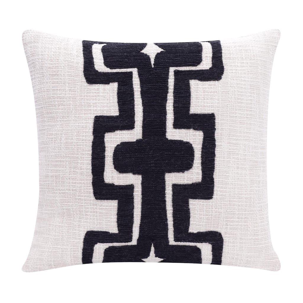 Handmade Geometric Square Throw Pillow - 24" - Black and White