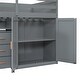 preview thumbnail 15 of 14, Grey Twin Size Platform Beds Bunk Bed with Trundle, Wardrobe and Desk
