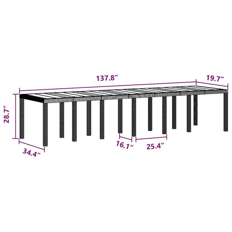 vidaXL Garden Dining Set 15 pcs Poly rattan - 39 x 138 x 29