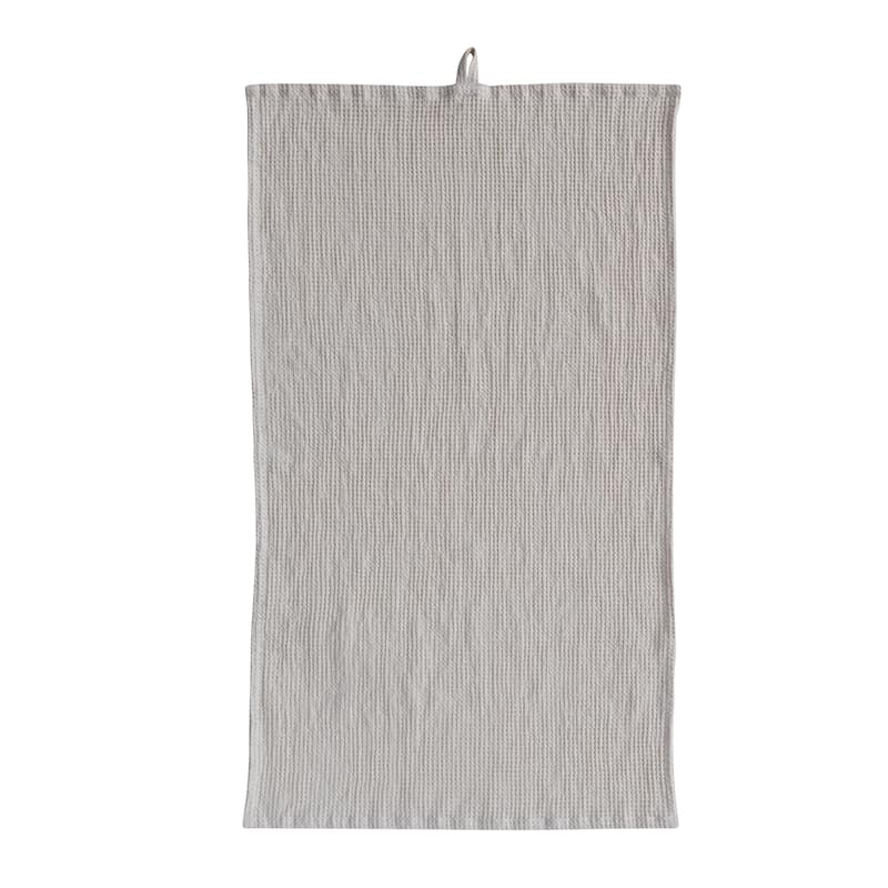 Woven Linen and Cotton Waffle Decorative Tea Towel - 36.0"L x 20.0"W x 0.1"H - Cream