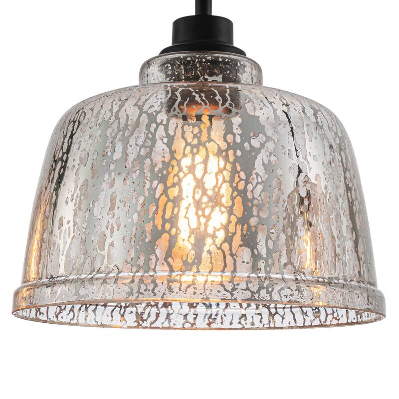 3-Light Bowl-Shaped Mercury Glass Linear Island Pendant Light - Dia.38.19-in