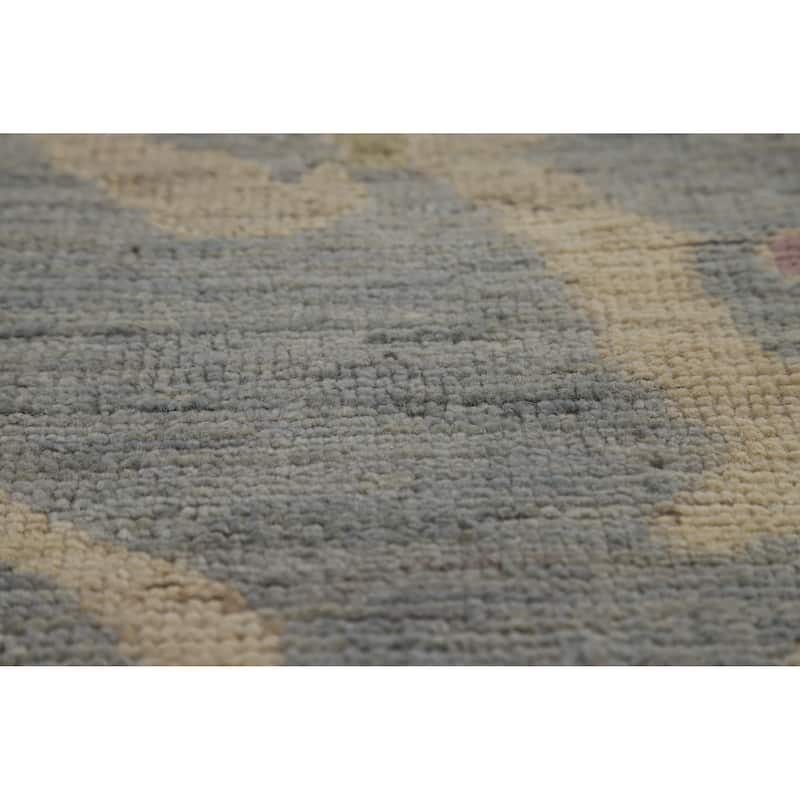 Hand Knotted Oriental 100% Wool Carpet Transitional All-Over Navy Blue & Blues Oushak Area Rug - 9' 9'' X 8' 0''