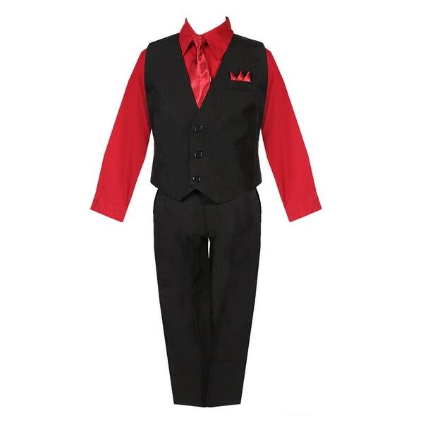 Shop Boys Black Red Shirt Vest Pants Neck Tie Pocket Hanky 5 Pcs