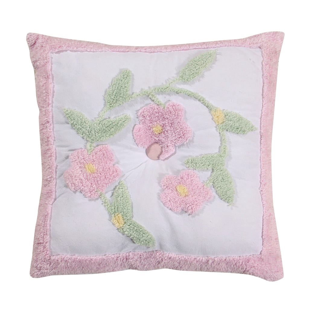 Better Trends Bloomfield Collection in Floral Design 100% Cotton Tufted Chenille, Square Pillow