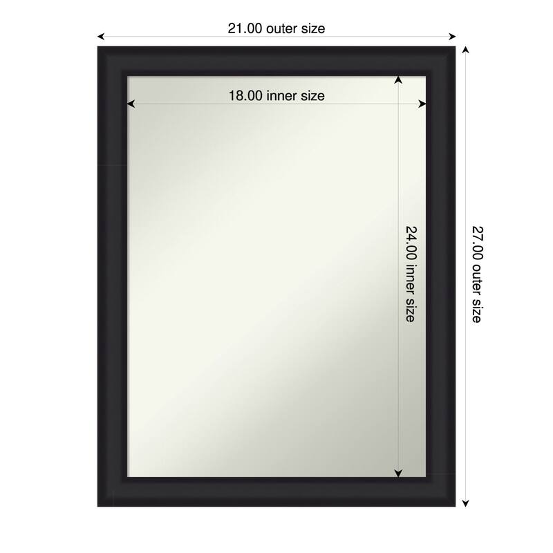 Oliver Narrow Non-Beveled Wood Framed Wall Mirror - 21 x 27 in - Oliver Black Narrow