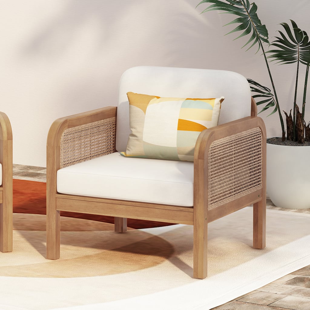Christopher Knight Home- Evangeline Outdoor Acacia Wood Wicker Club Chair