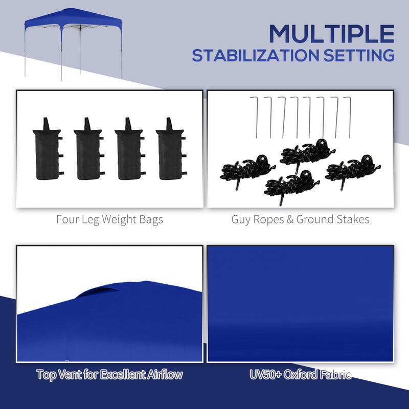 Outsunny Pop Up Gazebo, Foldable Canopy Tent with Carry Bag with Wheels and 4 Leg Weight Bags for Outdoor Garden Patio Party