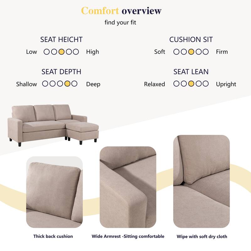 Futzca Modern Convertible Sectional Sofa L-Shaped Couch